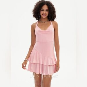 JJ’s House Mini Cowl Neck Pink Halter Dress Size Large NWT🌸